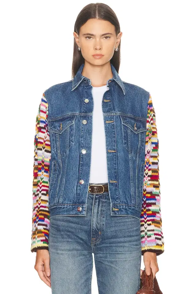 Monse Crochet Sleeves Denim Jacket