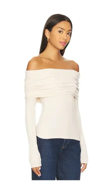 Enza Costa Silk Rib Long Sleeve Off-shoulder Top | Thumbnail 2