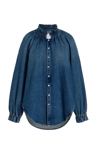 Citizens of Humanity x Bloom Farm Exclusive Loretta Ruffled Denim Shirt | Thumbnail 1 Citizens of Humanity x Bloom Farm Exclusive Loretta Ruffled Denim Shirt | Thumbnail 1