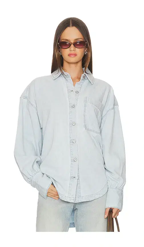 Free People x We The Free Ashley Denim Shirt In Classic Blue