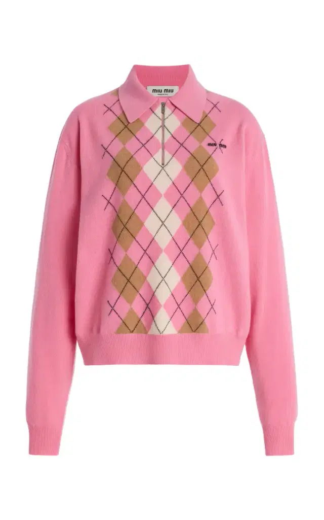 Argyle Cashmere Polo Sweater