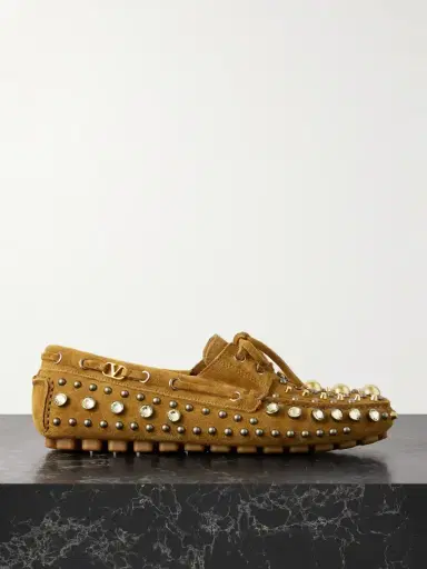 Valentino Garavani Fastaway Embellished Suede Loafers | Thumbnail 1 Valentino Garavani Fastaway Embellished Suede Loafers | Thumbnail 1