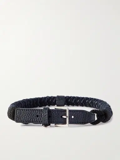 Loro Piana Scooby Large Woven Cord and Leather Dog Collar - Men | Thumbnail 2