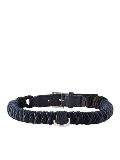 Loro Piana Scooby Large Woven Cord and Leather Dog Collar - Men | Thumbnail 1