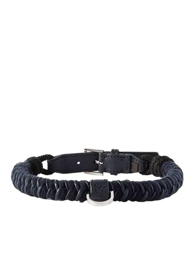 Loro Piana Scooby Large Woven Cord and Leather Dog Collar - Men