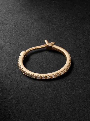 KOLOURS JEWELRY Spectra Medium 14-Karat Gold Diamond Single Hoop Earring - Men | Thumbnail 1 KOLOURS JEWELRY Spectra Medium 14-Karat Gold Diamond Single Hoop Earring - Men | Thumbnail 1