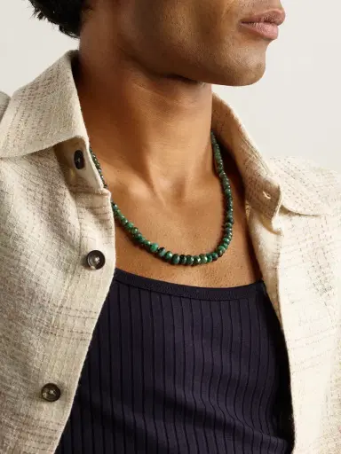 JIA JIA Oracle Gold Emerald Beaded Necklace - Men | Thumbnail 2 JIA JIA Oracle Gold Emerald Beaded Necklace - Men | Thumbnail 2