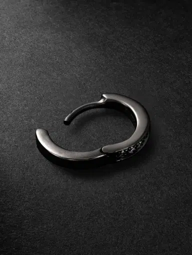 KOLOURS JEWELRY Fortis Small 18-Karat Blackened Gold Diamond Single Hoop Earring - Men | Thumbnail 3 KOLOURS JEWELRY Fortis Small 18-Karat Blackened Gold Diamond Single Hoop Earring - Men | Thumbnail 3