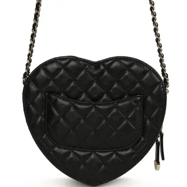 Chanel Chanel CC In Love Large Heart Bag with Chain Black Lambskin Light Gold Hardware | Thumbnail 5 Chanel Chanel CC In Love Large Heart Bag with Chain Black Lambskin Light Gold Hardware | Thumbnail 5