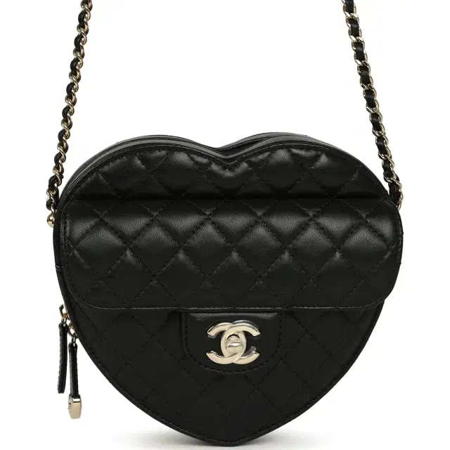 Chanel Chanel CC In Love Large Heart Bag with Chain Black Lambskin Light Gold Hardware