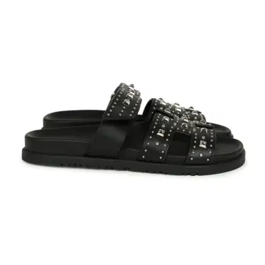 HERMÈS Hermes Chypre Techno Sandals Black Studded Calfskin Palladium Hardware 38 EU | Thumbnail 4