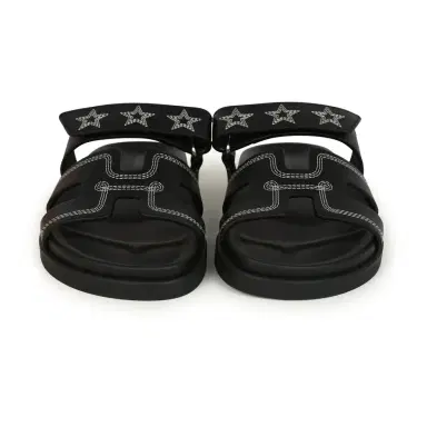 HERMÈS Hermes Embroidered Chypre Techno Sandals Black Calfskin Palladium Hardware 36 EU | Thumbnail 2