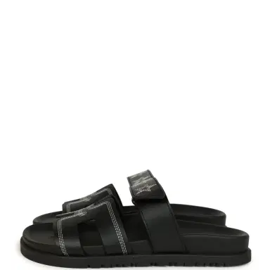 HERMÈS Hermes Embroidered Chypre Techno Sandals Black Calfskin Palladium Hardware 36 EU | Thumbnail 5
