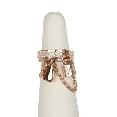 HERMÈS Pre-owned Hermes Kelly Cadenas Double Ring 18K Rose Gold & Diamonds | Thumbnail 2 HERMÈS Pre-owned Hermes Kelly Cadenas Double Ring 18K Rose Gold & Diamonds | Thumbnail 2