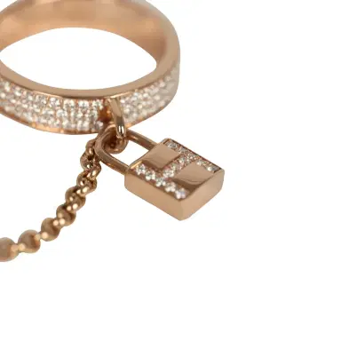 HERMÈS Pre-owned Hermes Kelly Cadenas Double Ring 18K Rose Gold & Diamonds | Thumbnail 5 HERMÈS Pre-owned Hermes Kelly Cadenas Double Ring 18K Rose Gold & Diamonds | Thumbnail 5
