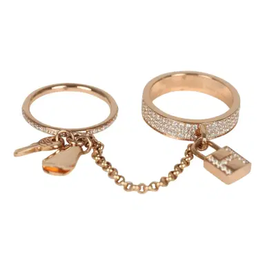 HERMÈS Pre-owned Hermes Kelly Cadenas Double Ring 18K Rose Gold & Diamonds | Thumbnail 1 HERMÈS Pre-owned Hermes Kelly Cadenas Double Ring 18K Rose Gold & Diamonds | Thumbnail 1