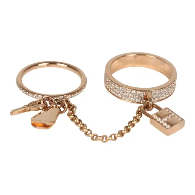 hermes Pre-owned Hermes Kelly Cadenas Double Ring 18K Rose Gold & Diamonds