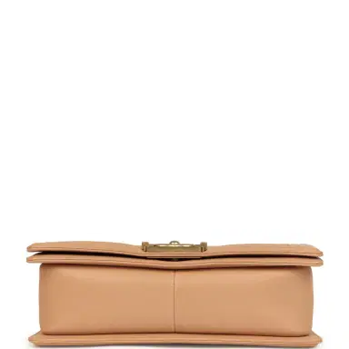 Chanel Preowned Chanel Medium Boy Bag Dark Beige Lambskin Antique Gold Hardware | Thumbnail 6 Chanel Preowned Chanel Medium Boy Bag Dark Beige Lambskin Antique Gold Hardware | Thumbnail 6