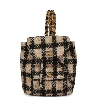 Chanel Vintage Chanel Duma Backpack Beige and Black Tweed Gold Hardware | Thumbnail 9 Chanel Vintage Chanel Duma Backpack Beige and Black Tweed Gold Hardware | Thumbnail 9