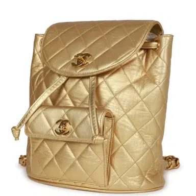 Chanel Vintage Chanel Duma Backpack Gold Metallic Lambskin Gold Hardware | Thumbnail 5 Chanel Vintage Chanel Duma Backpack Gold Metallic Lambskin Gold Hardware | Thumbnail 5