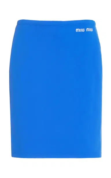 Miu Miu Stretch-Nylon Midi Skirt - Blue | Thumbnail 1