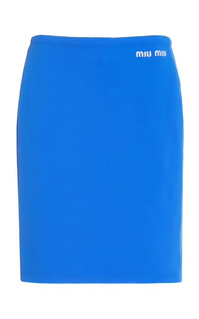 Stretch-Nylon Midi Skirt - Blue