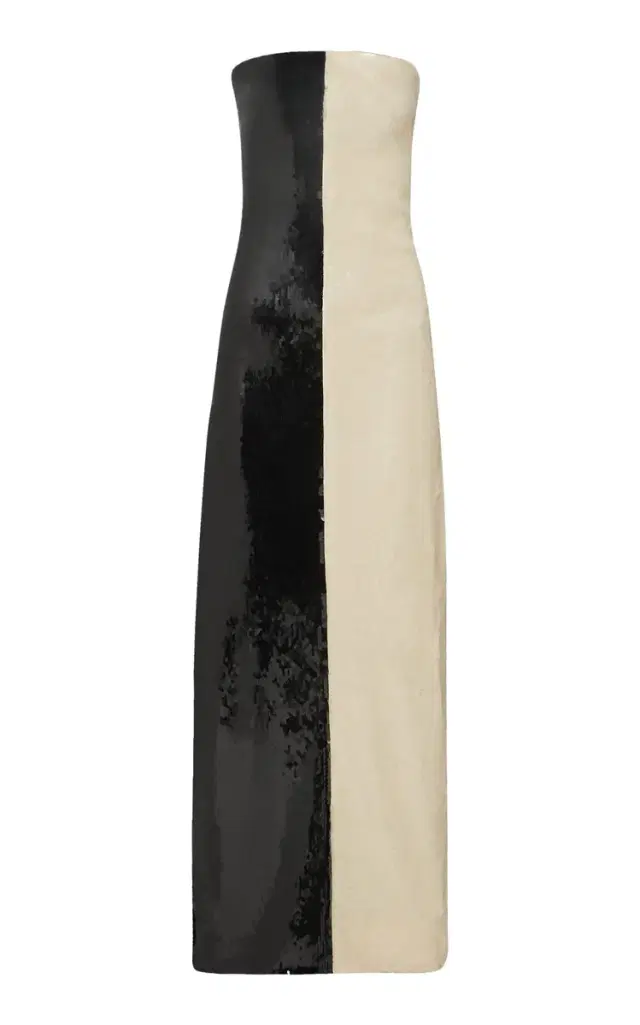 Dima Ayad Half And Half Sequined Strapless Dress