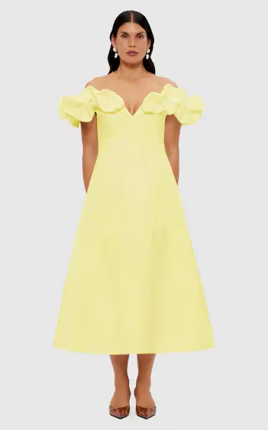 Leo Lin Annie Ruffled Off-The-Shoulder Crepe Midi Dress | Thumbnail 2
