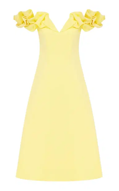 Leo Lin Annie Ruffled Off-The-Shoulder Crepe Midi Dress | Thumbnail 1
