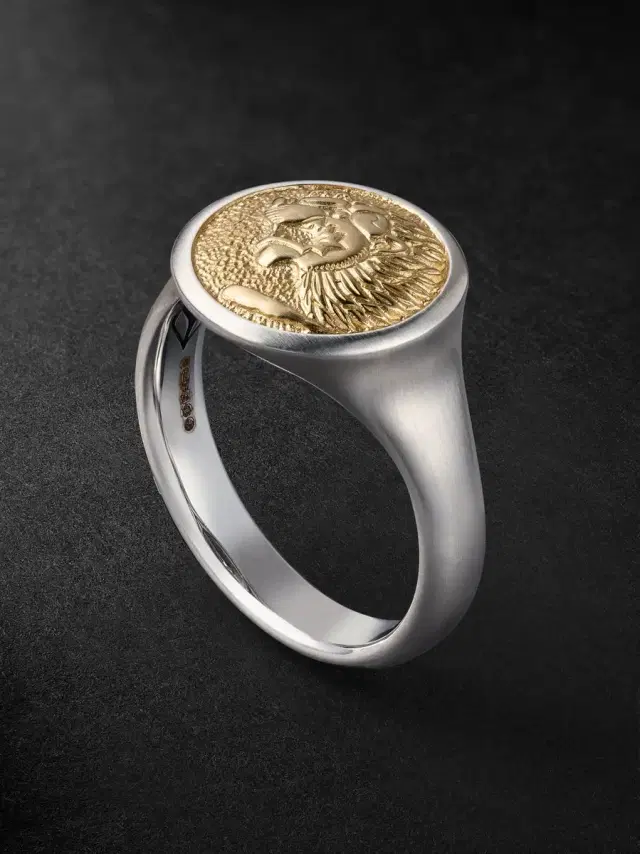 David Yurman Petrvs Lion Sterling Silver and 18-Karat Gold Pinky Ring - Men