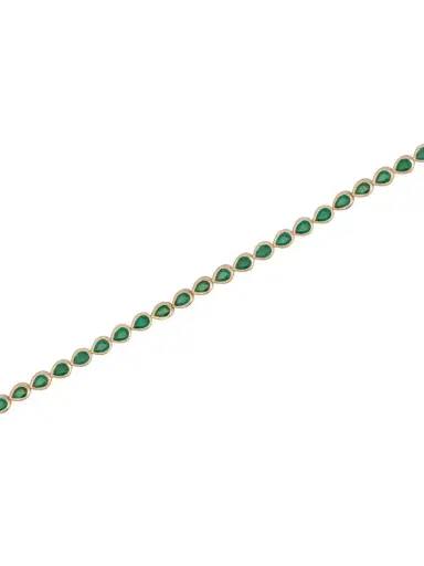 Wish Fine Jewelry 4.41ct Emerald 18K Gold Pear Cut Bezel Tennis Bracelet | Thumbnail 2