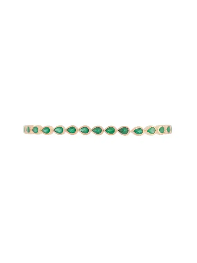 Wish Fine Jewelry 4.41ct Emerald 18K Gold Pear Cut Bezel Tennis Bracelet