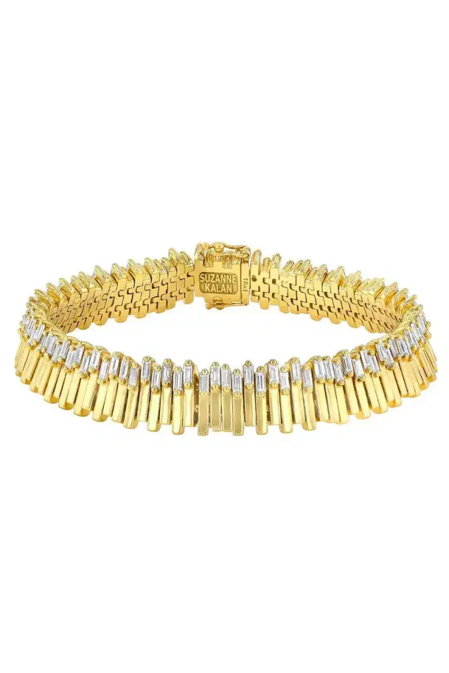 Suzanne Kalan Baguette Diamond Jagged Tennis Bracelet