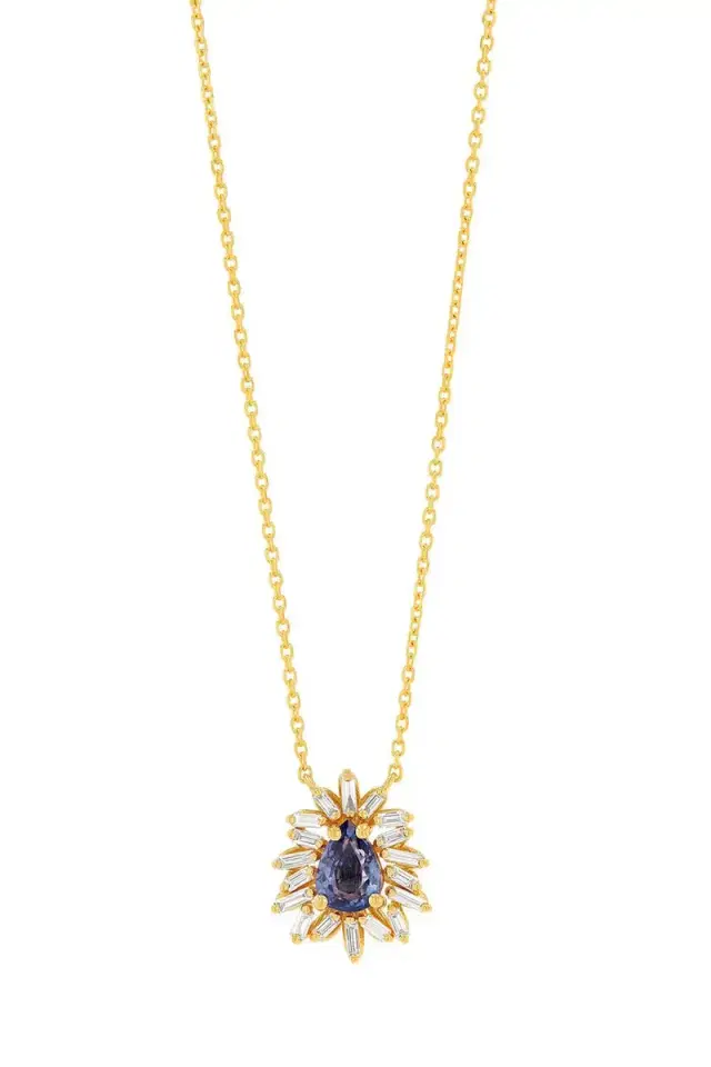 Blue Sapphire Diamond Pendant Necklace