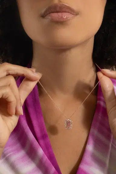 Suzanne Kalan Pink Sapphire Diamond Spark Pendant Necklace | Thumbnail 3