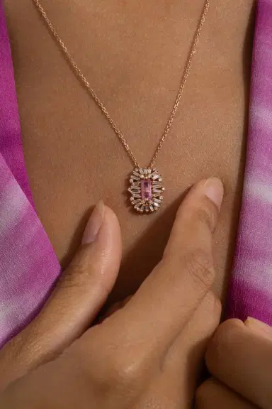 Suzanne Kalan Pink Sapphire Diamond Spark Pendant Necklace | Thumbnail 4