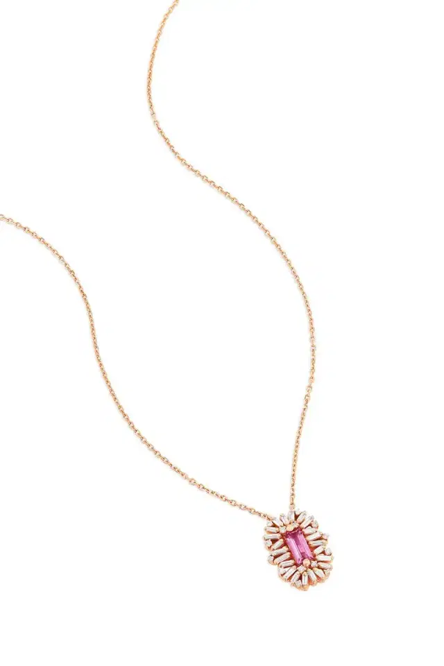 Suzanne Kalan Pink Sapphire Diamond Spark Pendant Necklace