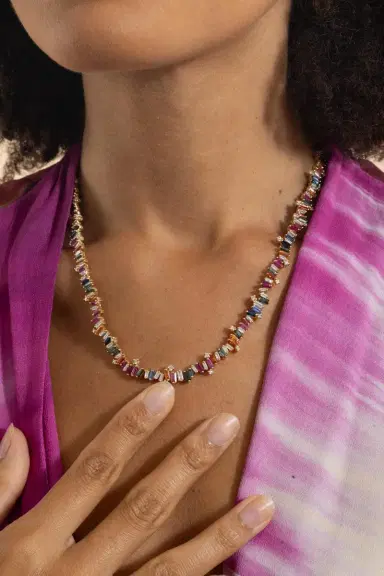 Suzanne Kalan Rainbow Firework Diamond Tennis Necklace | Thumbnail 5 Suzanne Kalan Rainbow Firework Diamond Tennis Necklace | Thumbnail 5