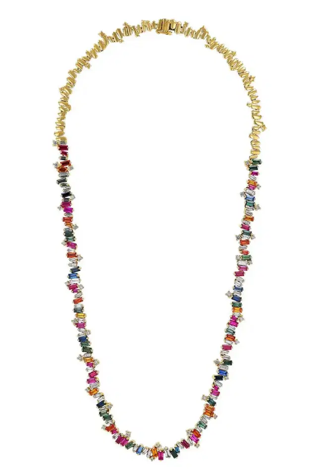 Suzanne Kalan Rainbow Firework Diamond Tennis Necklace