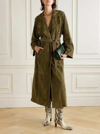 Nour Hammour Athea Paneled Suede Coat | Thumbnail 2