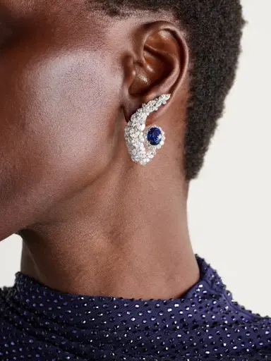 YEPREM 18-karat White Gold, Diamond And Sapphire Earrings | Thumbnail 2 YEPREM 18-karat White Gold, Diamond And Sapphire Earrings | Thumbnail 2