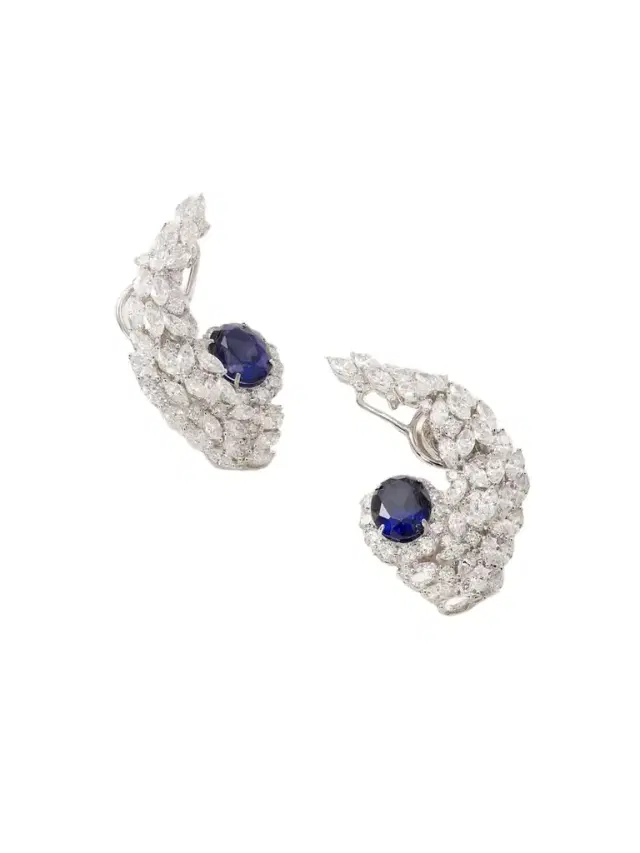 YEPREM 18-karat White Gold, Diamond And Sapphire Earrings