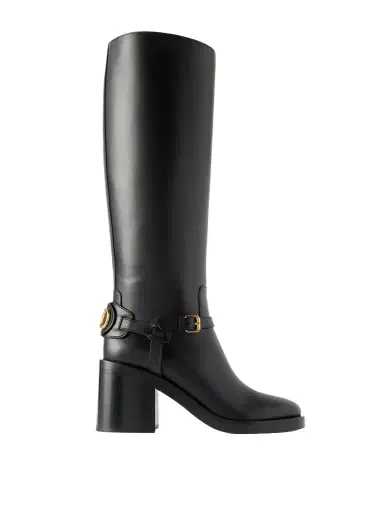 Valentino Garavani Vlogo Signature 80 Embellished Leather Knee Boots | Thumbnail 1 Valentino Garavani Vlogo Signature 80 Embellished Leather Knee Boots | Thumbnail 1