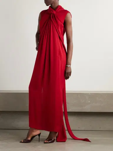 Lanvin Draped Crepe De Chine Maxi Dress | Thumbnail 2