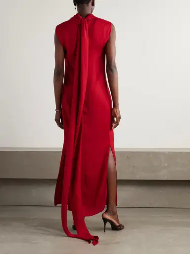 Lanvin Draped Crepe De Chine Maxi Dress | Thumbnail 3
