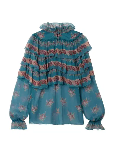 Etro Ruffled Tiered Printed Silk-chiffon Blouse | Thumbnail 1