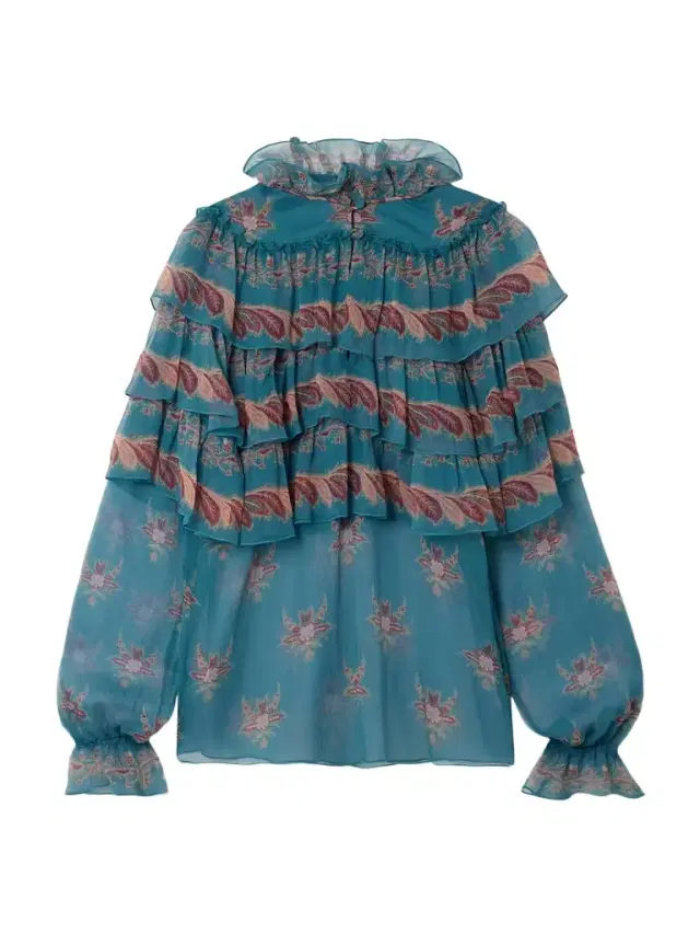 Ruffled Tiered Printed Silk-chiffon Blouse