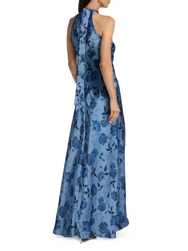 SACHIN & BABI Women's Laurant Floral Satin Halter Gown | Thumbnail 5 SACHIN & BABI Women's Laurant Floral Satin Halter Gown | Thumbnail 5