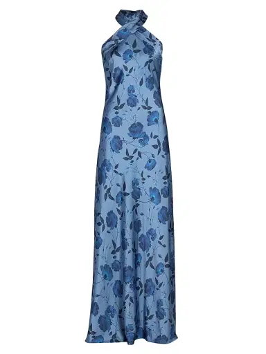 SACHIN & BABI Women's Laurant Floral Satin Halter Gown | Thumbnail 1 SACHIN & BABI Women's Laurant Floral Satin Halter Gown | Thumbnail 1