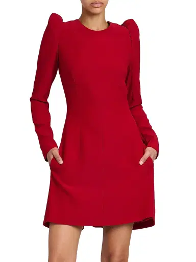 McQueen Women's Leaf Crepe Minidress - Crimson | Thumbnail 3 McQueen Women's Leaf Crepe Minidress - Crimson | Thumbnail 3
